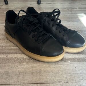 Clarks Black Leather Sneakers with Tan Sole